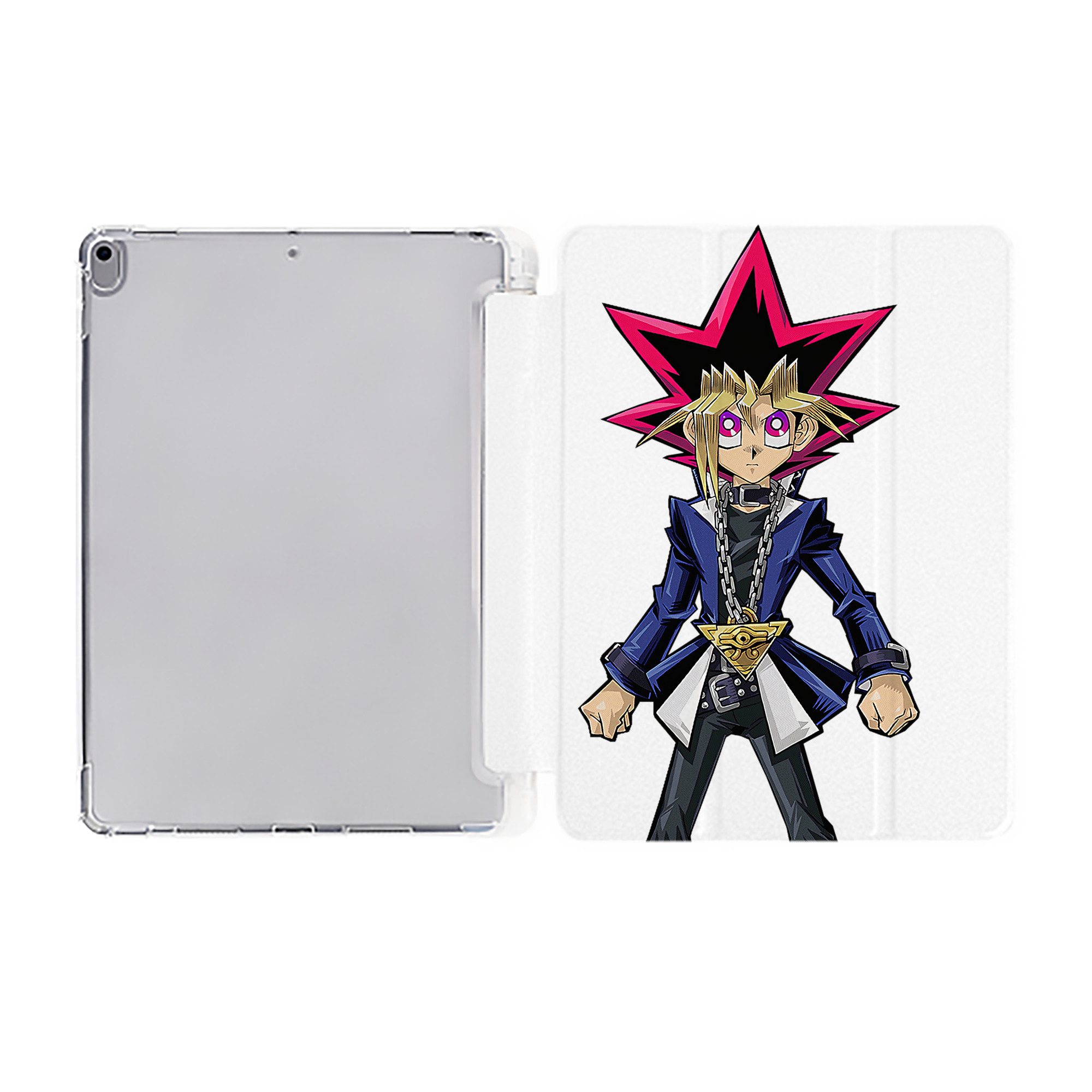 （画像用） 遊☆戯☆王 Yu-Gi-Oh! IPad ケース ペン収納付き 三つ折りスタンド PUレザー×シリコン 対応機種9.5/10.5/10.9インチ